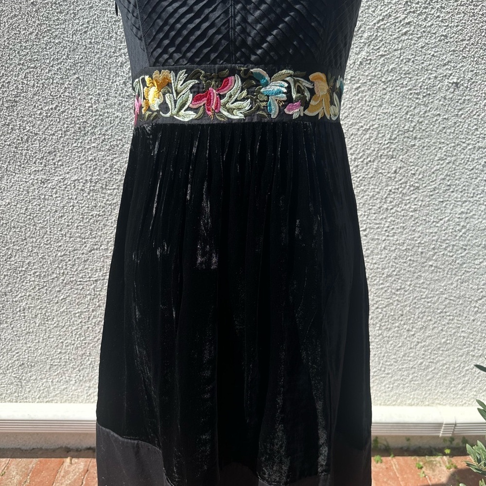 Saja Floreat From Anthro Strapless Velvet Embroidered Dress - Picture 2 of 9